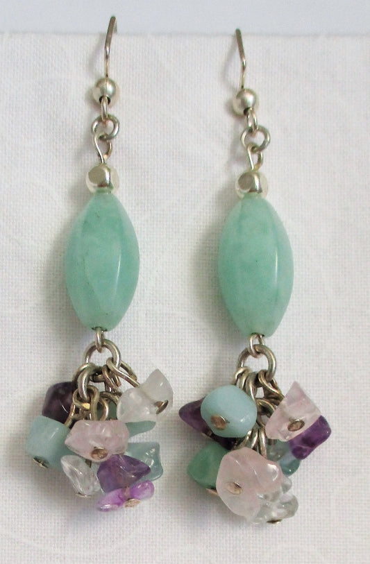 Amazonite Cluster Drop Earrings - Juicybeads Jewelry