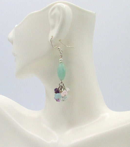 amazonite cluster drop earrings - Juicybeads Jewelry