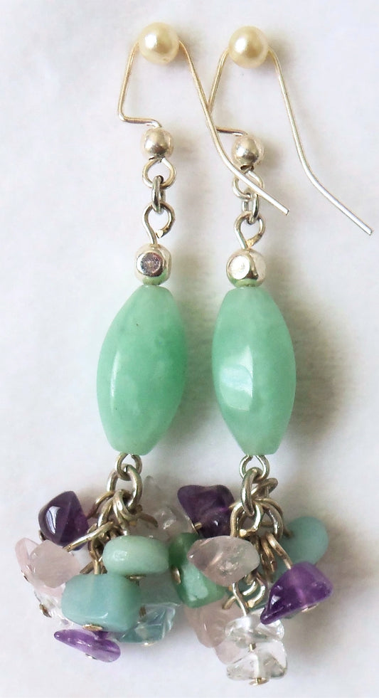 amazonite cluster drop earrings - Juicybeads Jewelry