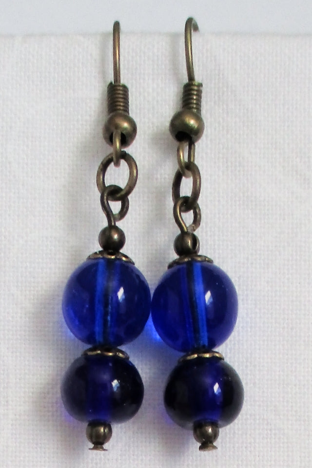 Beaded dark blue drop earrings - Juicybeads Jewelry