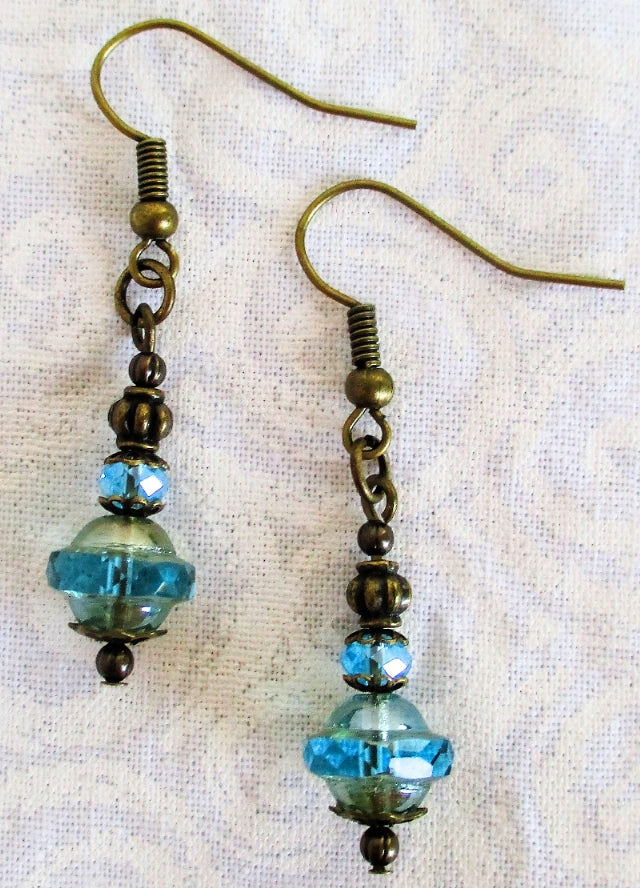 Beaded Light Blue Drop Earrings - Juicybeads Jewelry