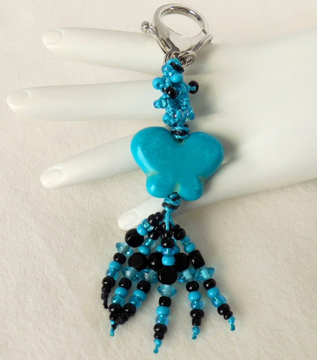 Black & Blue Butterfly Keychain - Juicybeads Jewelry