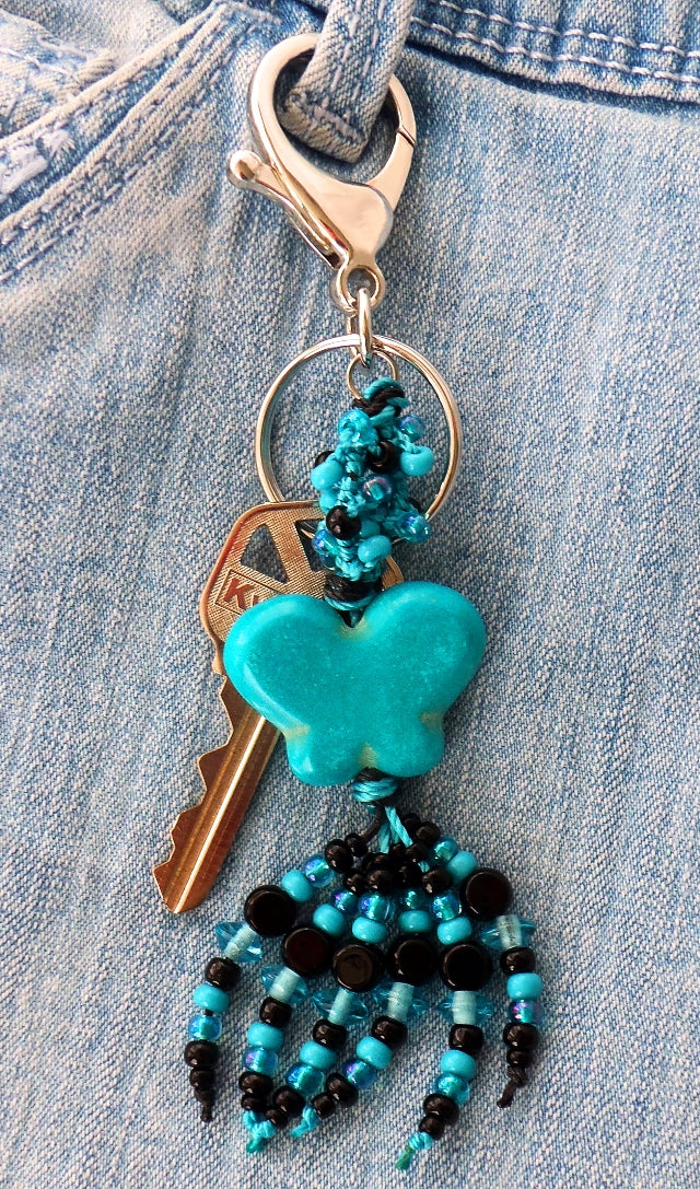 Black & Blue Butterfly Keychain - Juicybeads Jewelry