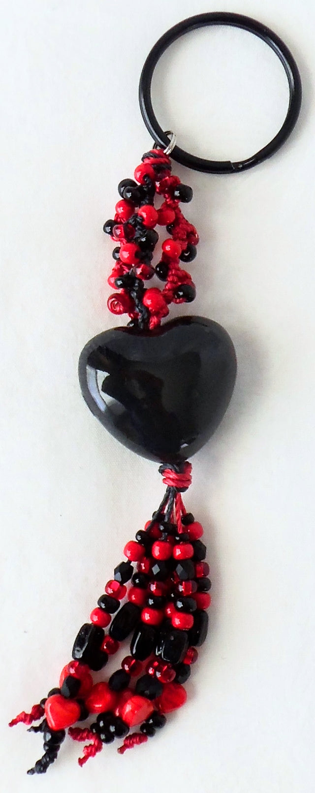 Black & Red Beaded Keychain - Juicybeads Jewelry