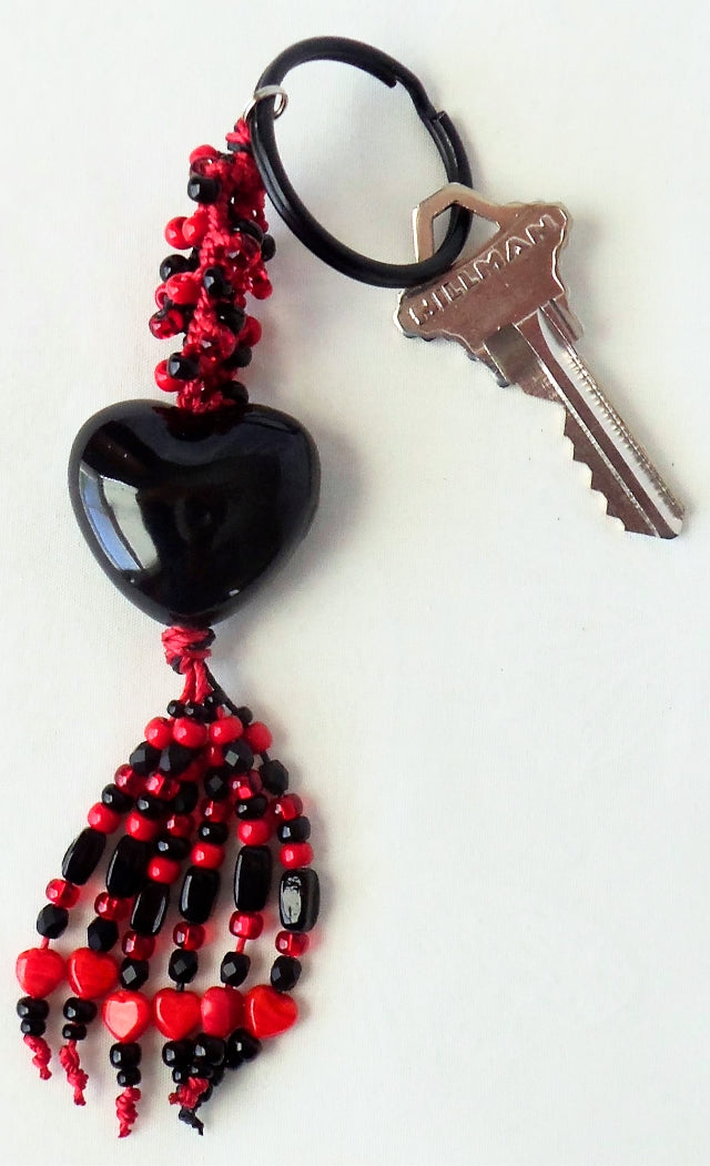 Black & Red Beaded Keychain - Juicybeads Jewelry