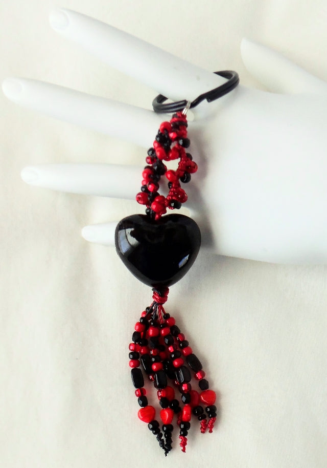 Black & Red Beaded Keychain - Juicybeads Jewelry