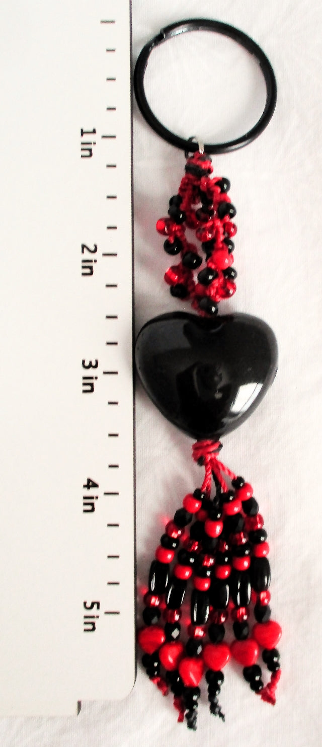 Black & Red Beaded Keychain - Juicybeads Jewelry