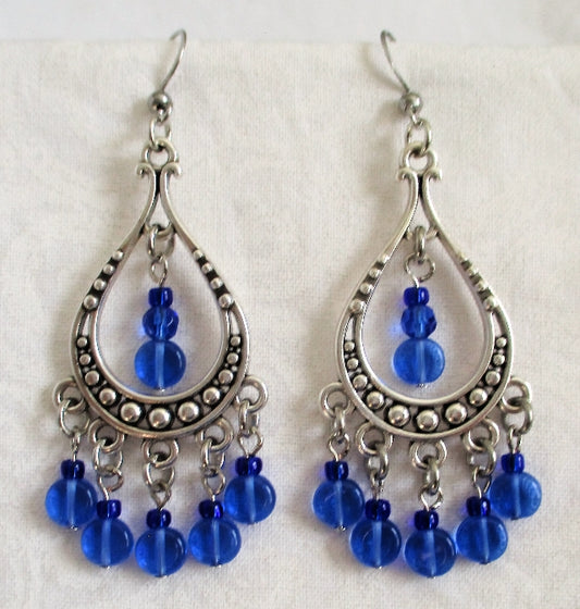 Blue Chandelier Earrings - Juicybeads Jewelry