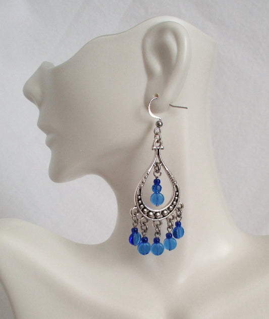 Blue Chandelier Earrings - Juicybeads Jewelry