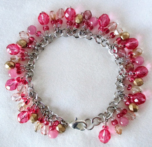 Blush Pink Beaded Cluster Bracelet - Juicybeads Jewelry