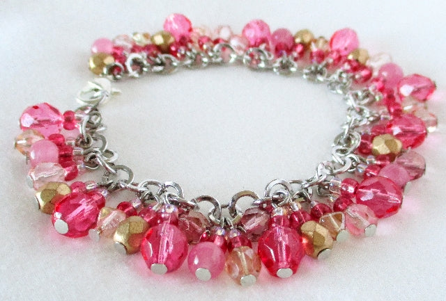 Blush Pink Beaded Cluster Bracelet - Juicybeads Jewelry