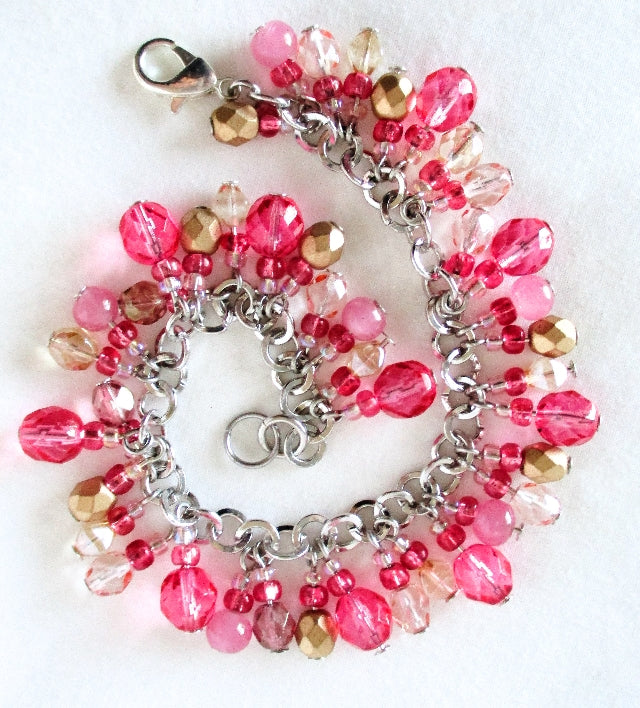 Blush Pink Beaded Cluster Bracelet - Juicybeads Jewelry