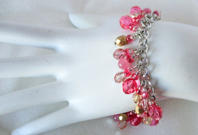 Blush Pink Beaded Cluster Bracelet - Juicybeads Jewelry