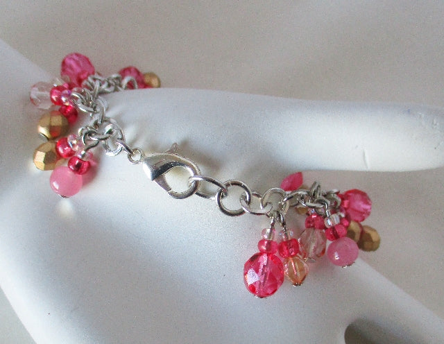 Blush Pink Beaded Cluster Bracelet - Juicybeads Jewelry