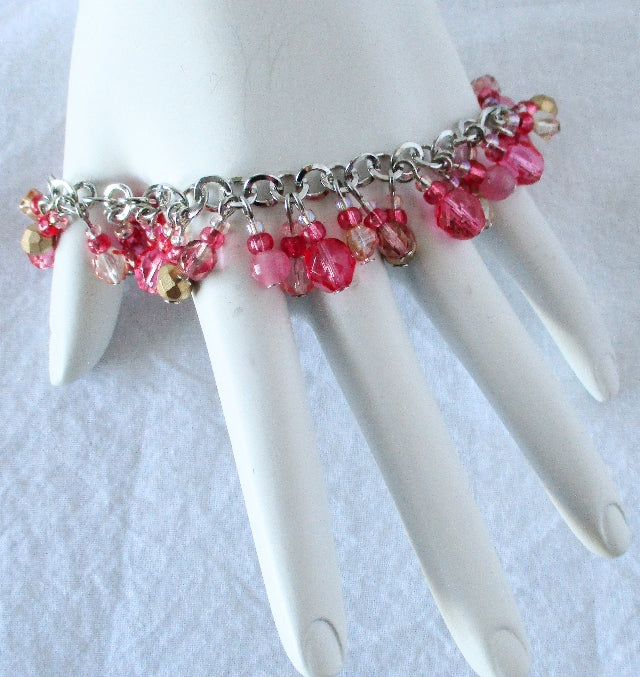 Blush Pink Beaded Cluster Bracelet - Juicybeads Jewelry