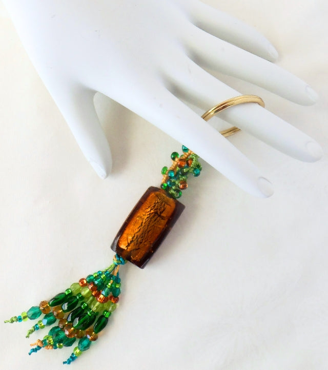 Brown & Green Beaded Keychain - Juicybeads Jewelry