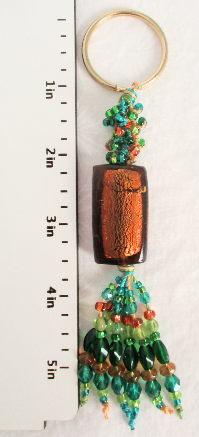 Brown & Green Beaded Keychain - Juicybeads Jewelry