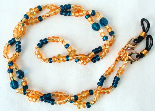 Capri Blue & Yellow Beaded Eyeglass Chain - Juicybeads Jewelry