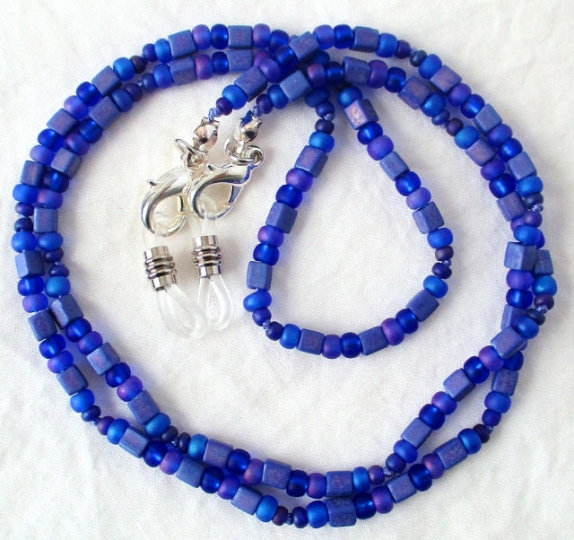 Dark Blue Beaded Eyeglass Chain - Juicybeads Jewelry