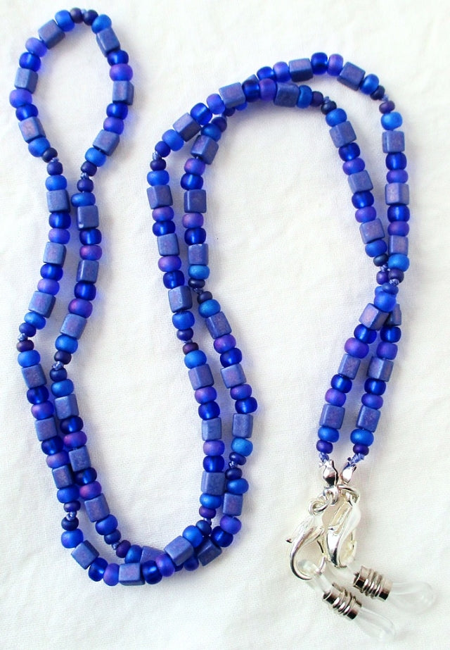 Dark Blue Beaded Eyeglass Chain - Juicybeads Jewelry