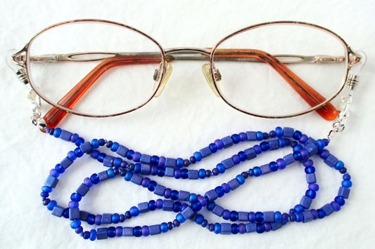 Dark Blue Beaded Eyeglass Chain - Juicybeads Jewelry