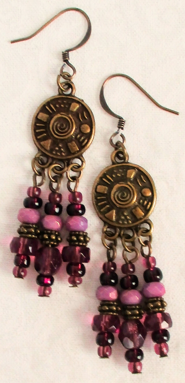 Dark Purple Chandelier Earrings - Juicybeads Jewelry