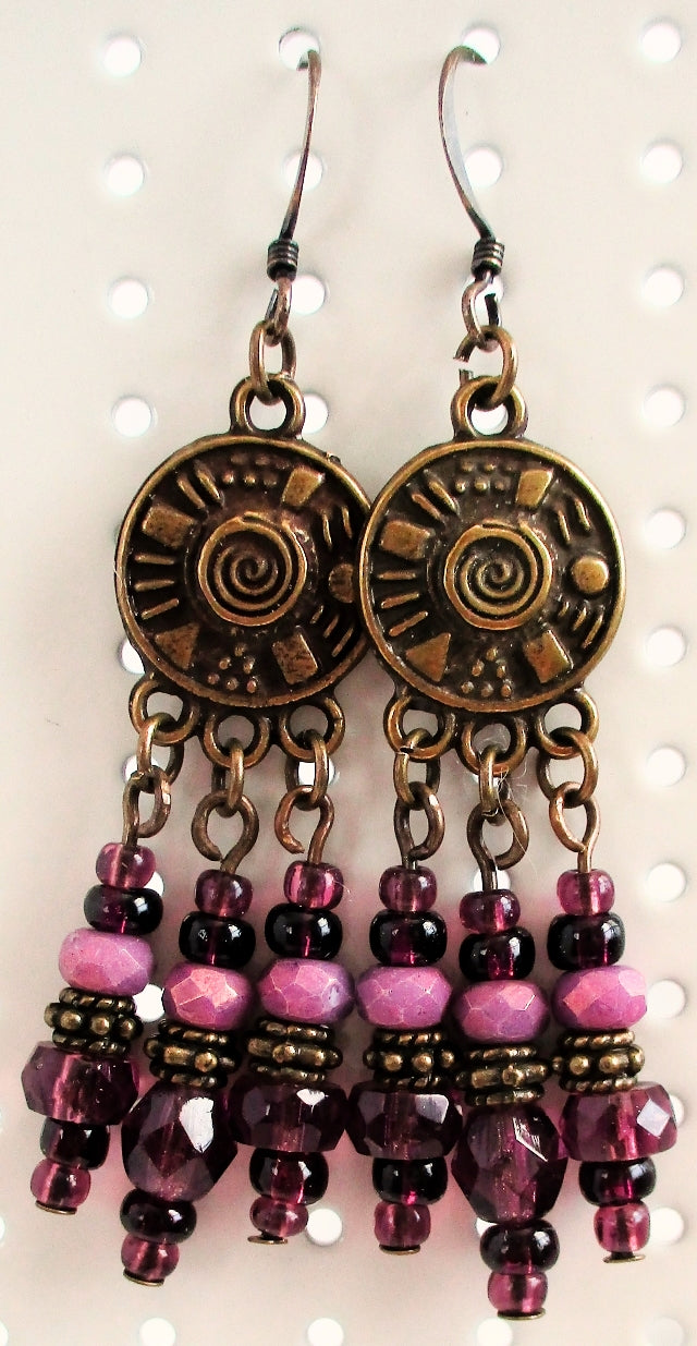 Dark Purple Chandelier Earrings - Juicybeads Jewelry