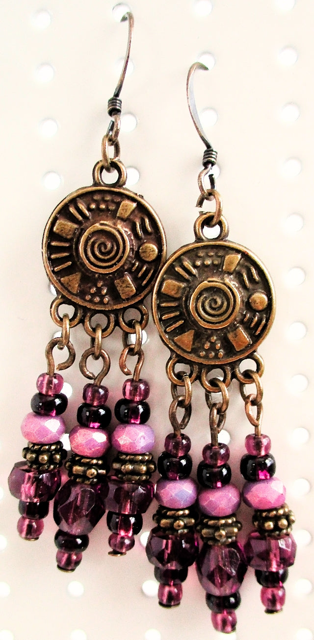 Dark Purple Chandelier Earrings - Juicybeads Jewelry