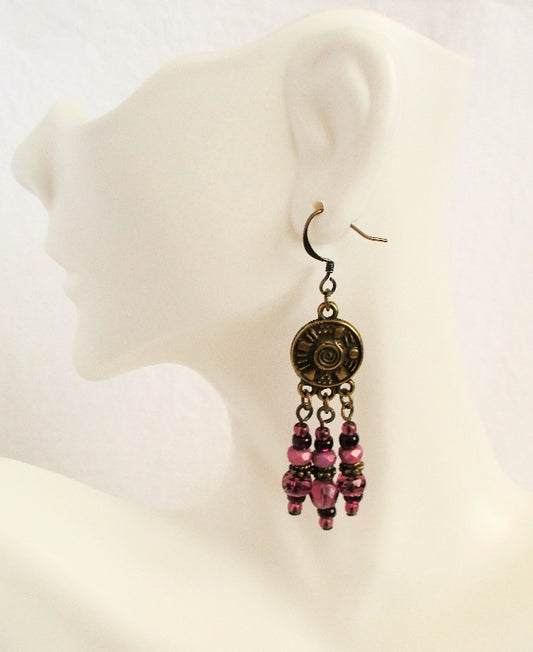 Dark Purple Chandelier Earrings - Juicybeads Jewelry