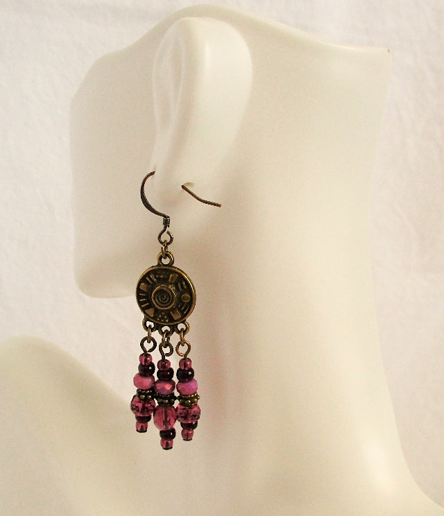 Dark Purple Chandelier Earrings - Juicybeads Jewelry