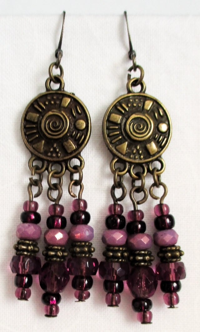 Dark Purple Chandelier Earrings - Juicybeads Jewelry