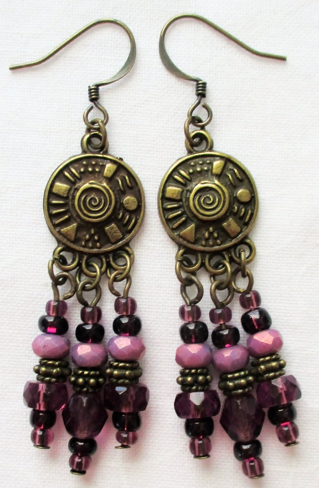 Dark Purple Chandelier Earrings - Juicybeads Jewelry