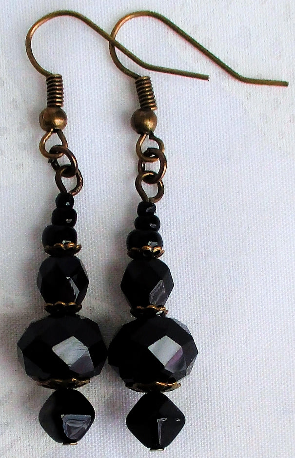 Axenoff Jewellery drop bee earrings - Black