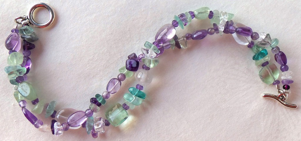 Fluorite Double Strand Gemstone Bracelet  - Juicybeads Jewelry