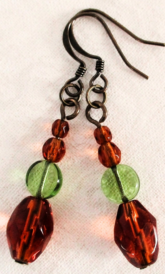 Green Brown Dangle Earrings - Juicybeads Jewelry