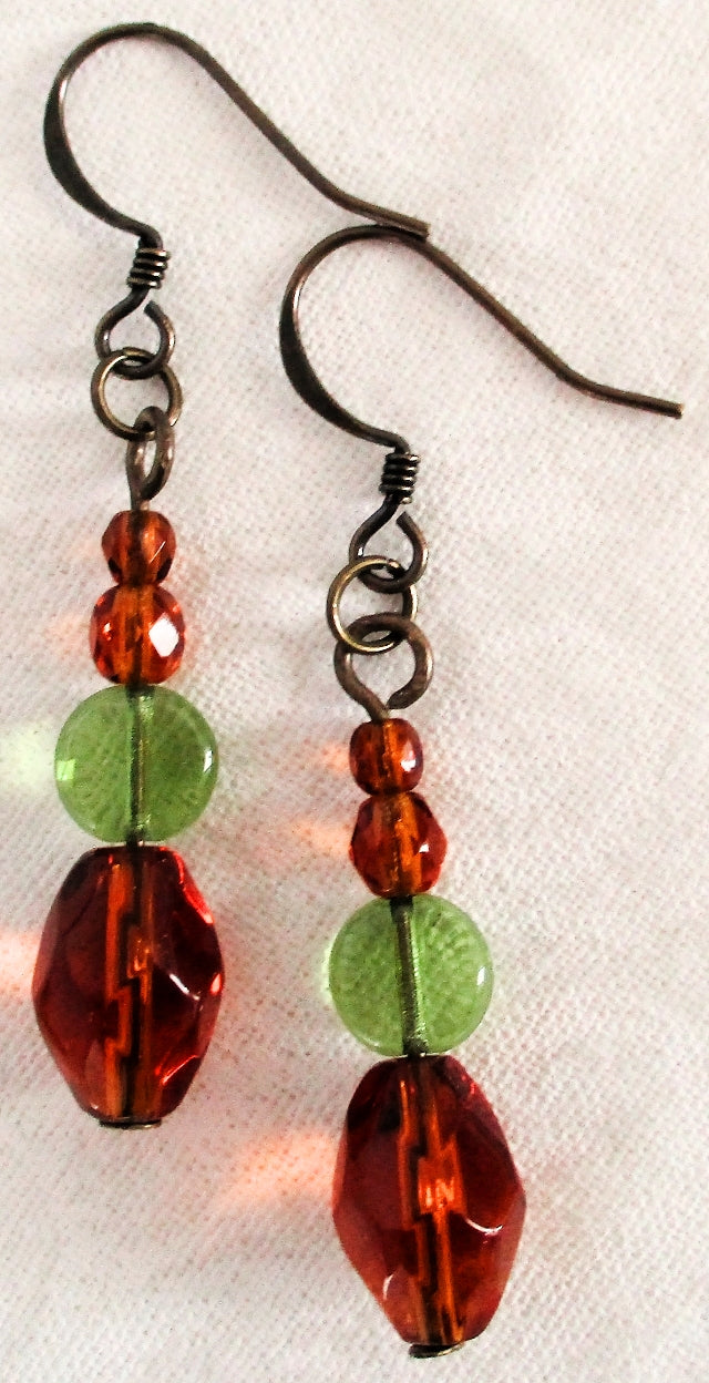 Green Brown Dangle Earrings - Juicybeads Jewelry