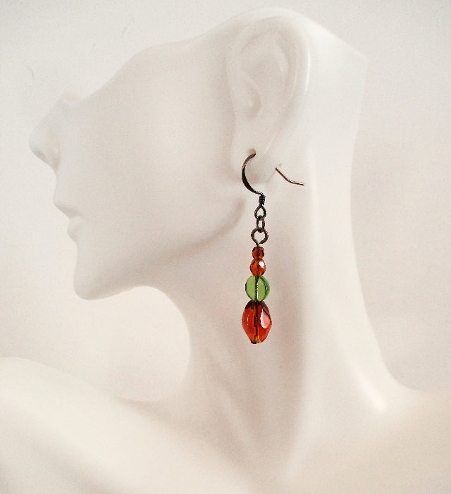 Green Brown Dangle Earrings - Juicybeads Jewelry