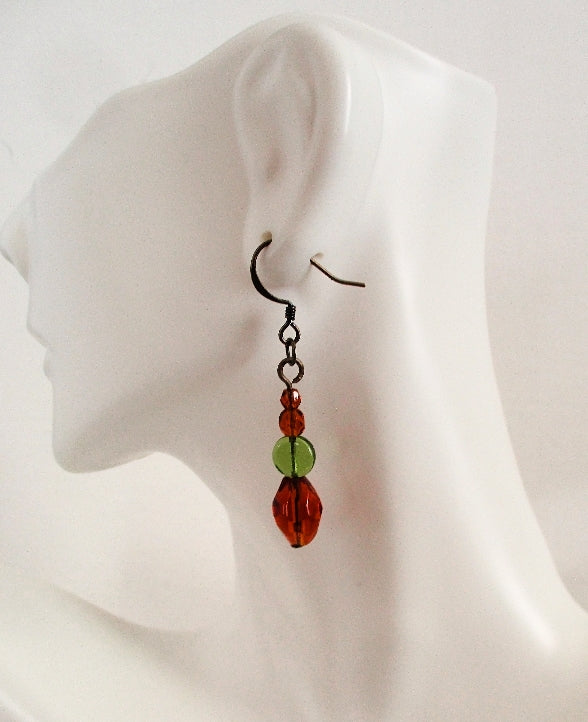 Green Brown Dangle Earrings - Juicybeads Jewelry