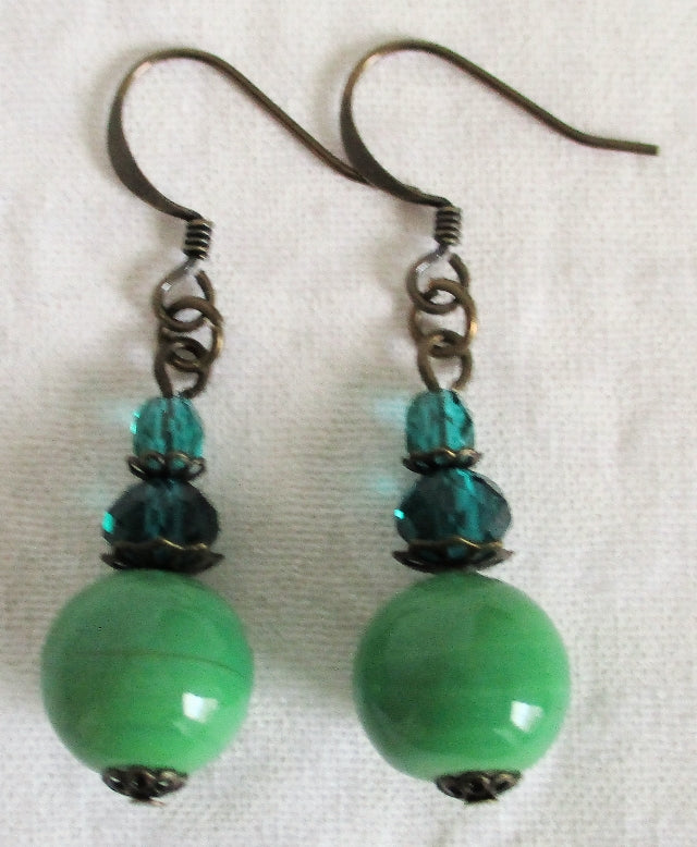 Green Mix Dangle Earrings - Juicybeads Jewelry