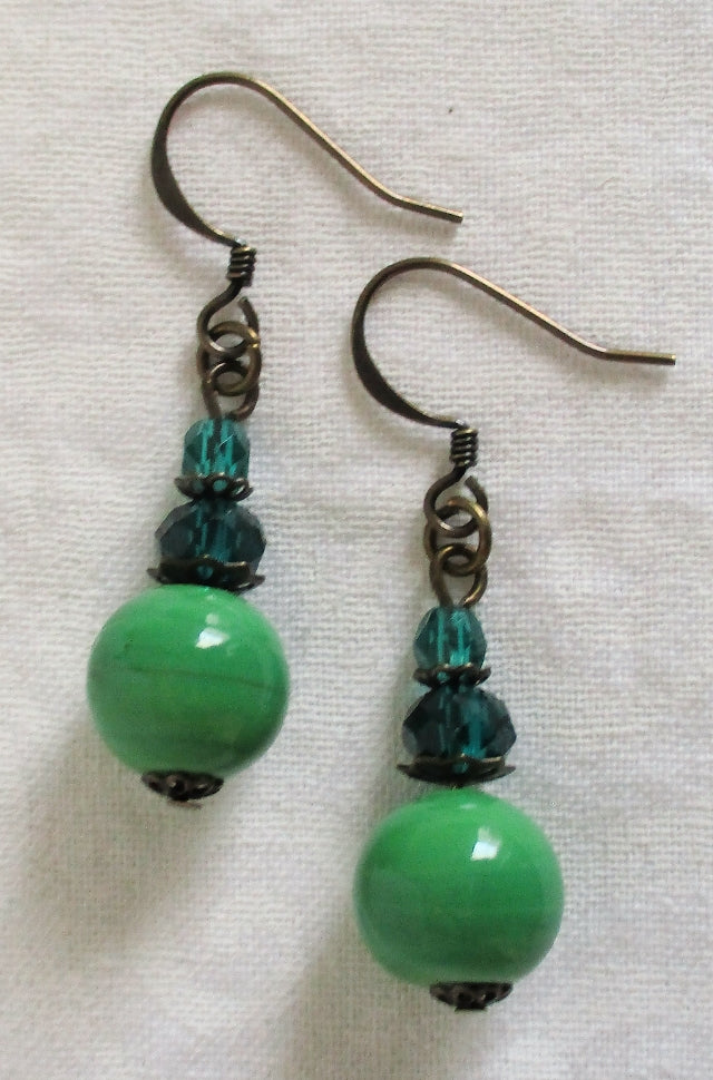 Green Mix Dangle Earrings - Juicybeads Jewelry