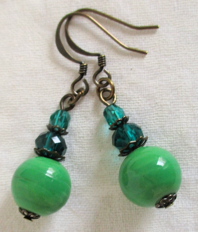 Green Mix Dangle Earrings - Juicybeads Jewelry