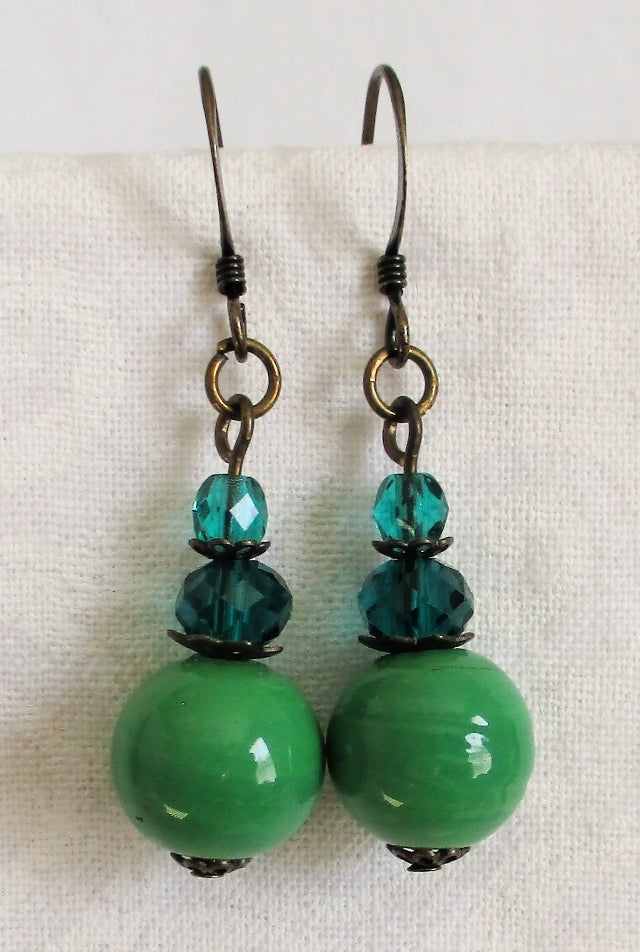 Green Mix Dangle Earrings - Juicybeads Jewelry