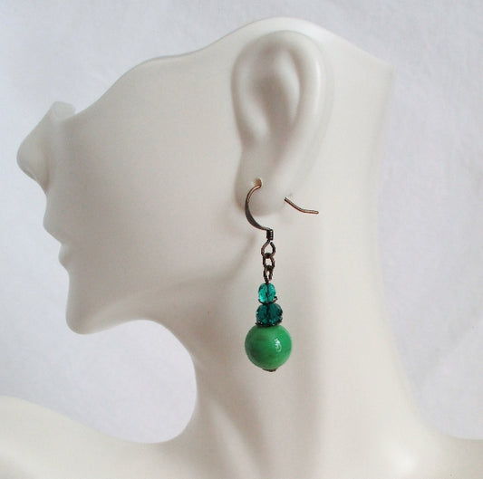 Green Mix Dangle Earrings - Juicybeads Jewelry