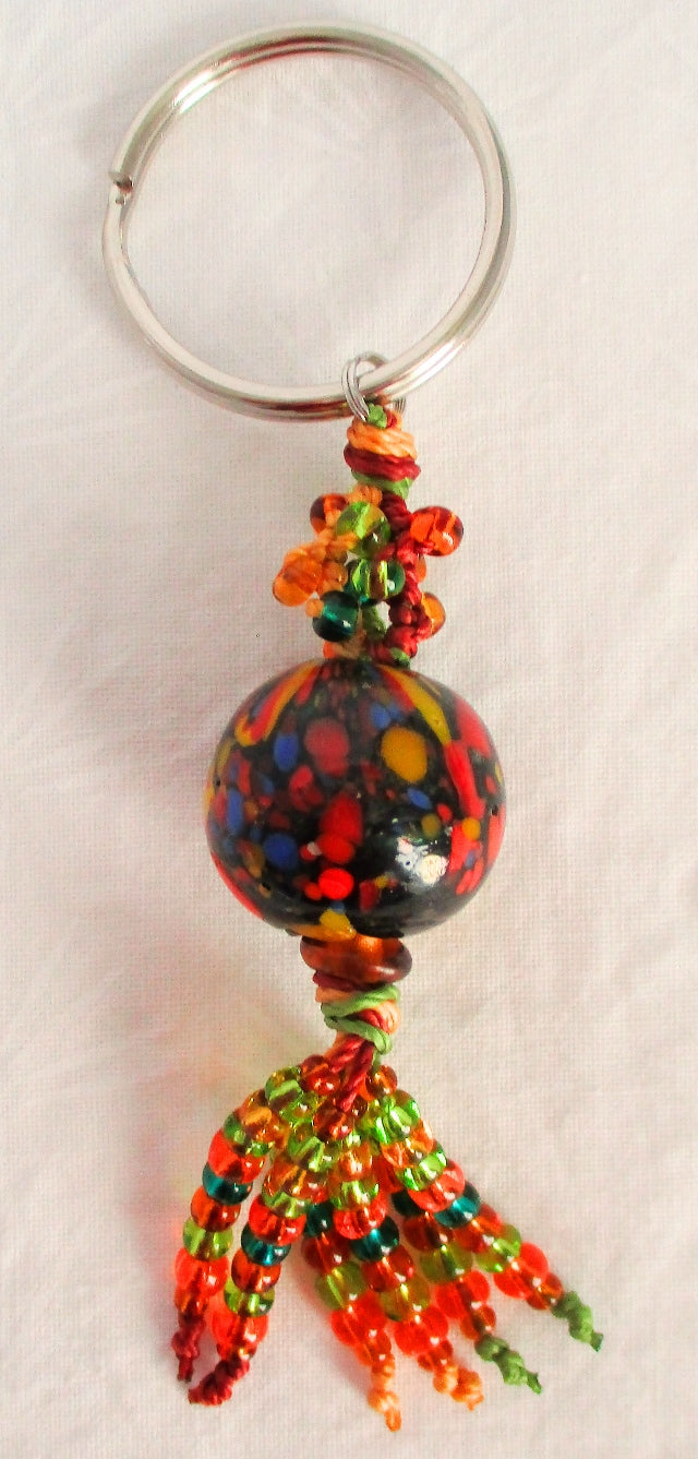 Green & Orange Beaded Keychain - Juicybeads Jewelry