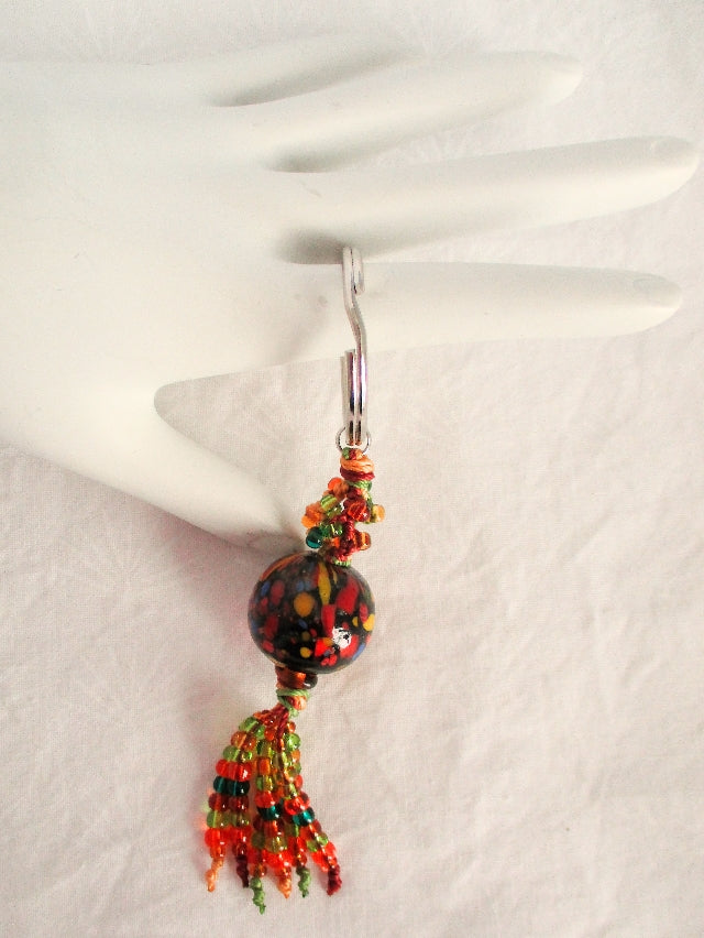 Green & Orange Beaded Keychain - Juicybeads Jewelry