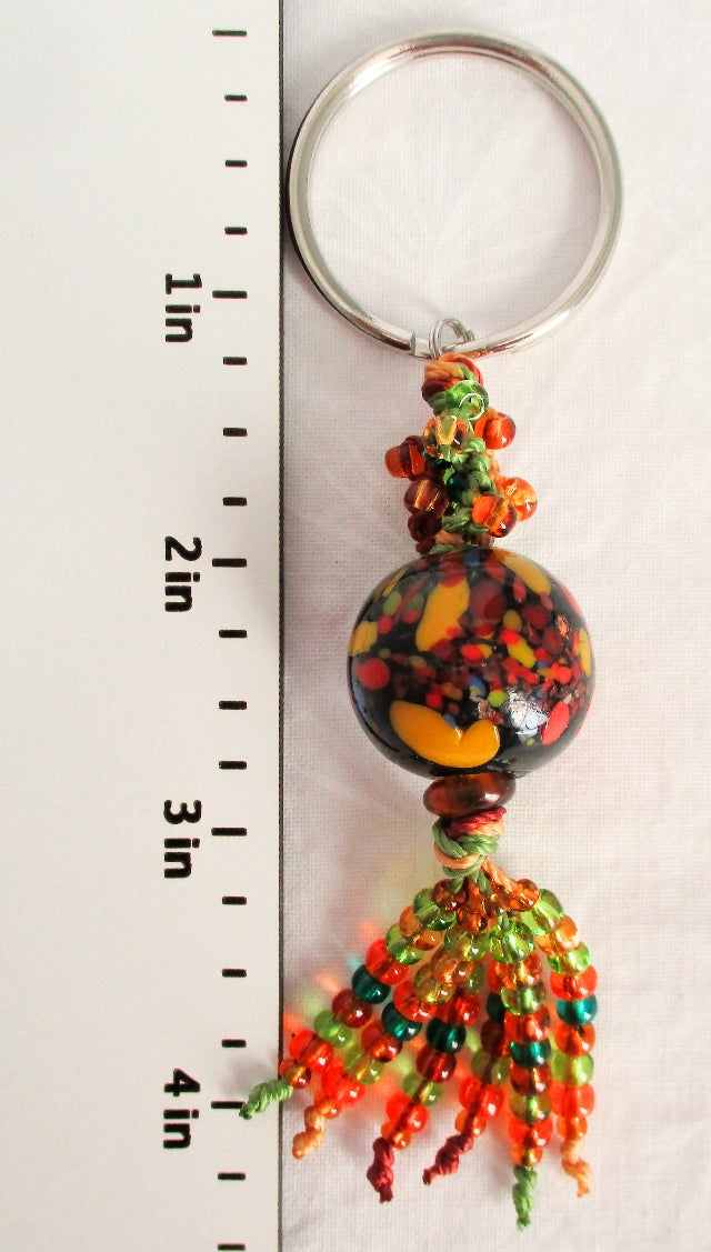 Green & Orange Beaded Keychain - Juicybeads Jewelry