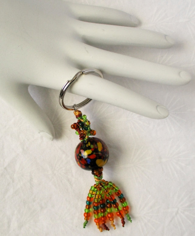 Green & Orange Beaded Keychain - Juicybeads Jewelry