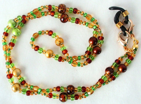 Green Brown Beaded Eyeglass Chain - Juicybeads Jewelry