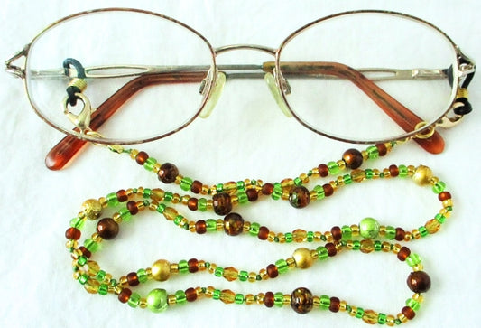 Green Brown Beaded Eyeglass Chain - Juicybeads Jewelry