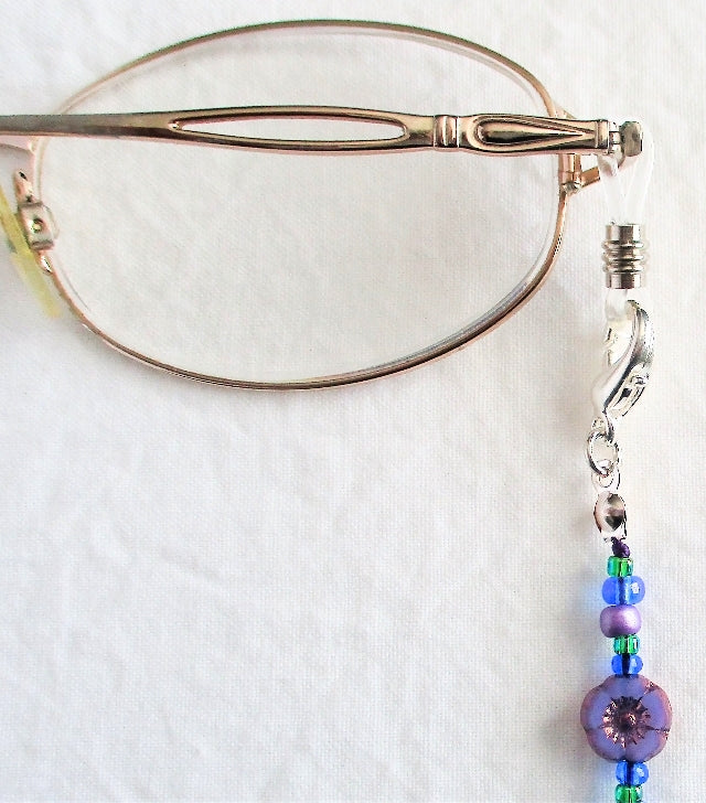 Lavender Flower Beaded Eyeglass Chain - Juicybeads Jewelry